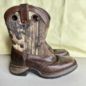 Lil' Durango Saddle Camo Square Toe Western Cowboy Boots Kids Size 8